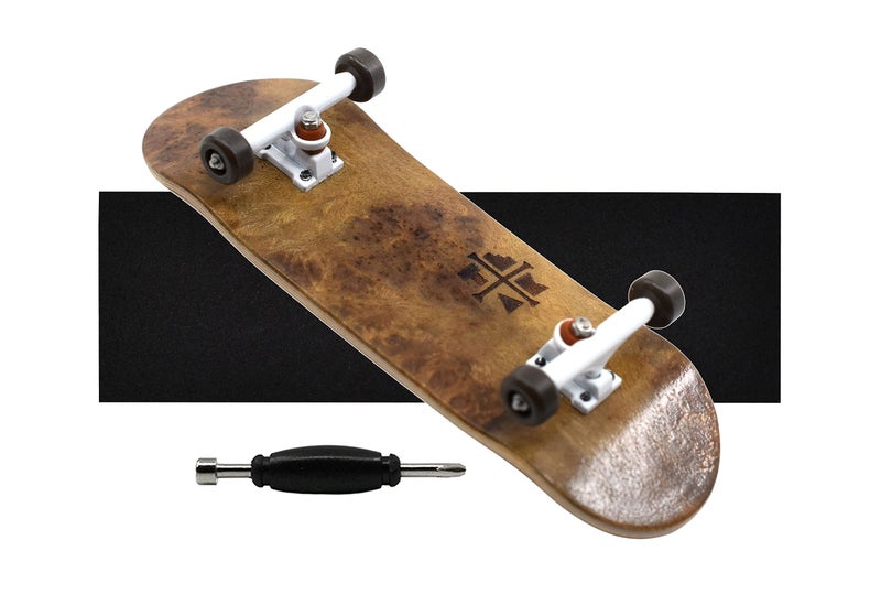 Teak Tuning 32mm Pro Fingerboard Complete - Fully Assembled with Pro Level Components - Pro Shaped Wooden Deck (32x97mm), UltraSpin Bearing Wheels, Prodigy Gen2 Trucks - Toasted Smores - Image 3